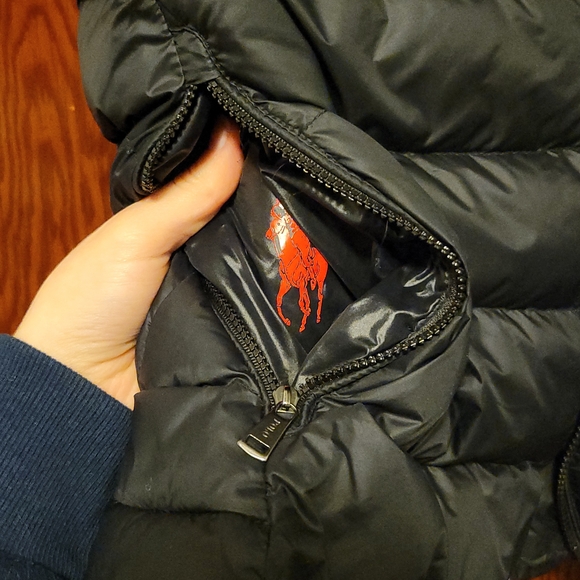 Ralph Lauren Black Puffer Vest with Blue and Yellow Accents - Picture 4 of 11